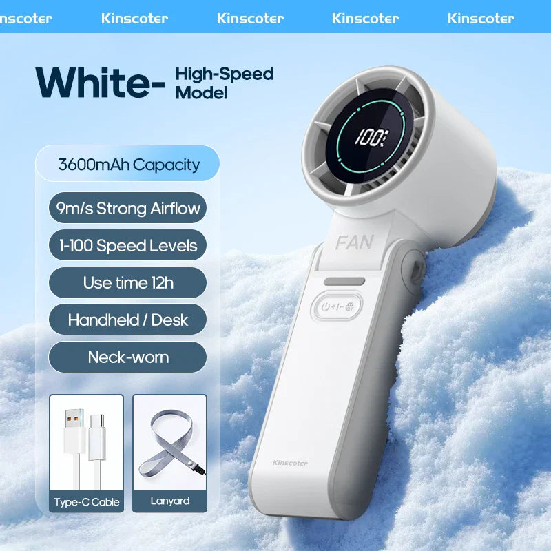 Portable 3600mAh Handheld Fan with Turbo