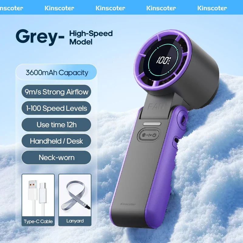 Portable 3600mAh Handheld Fan with Turbo