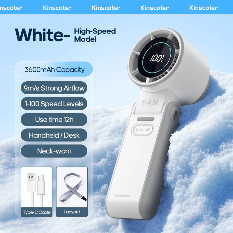 Portable 3600mAh Handheld Fan with Turbo