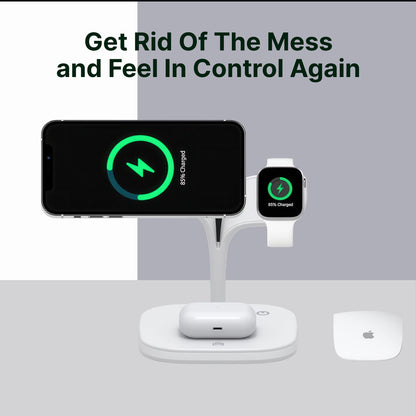 5-in-1 Magnetic Wireless Charger Stand for iPhone, Apple Watch, and AirPods