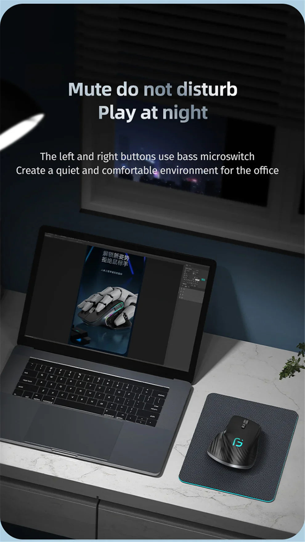 2.4G Wireless Mouse Bluetooth RGB Rechargeable Ergonomic Design Computer Mice For Computer Gaming Office