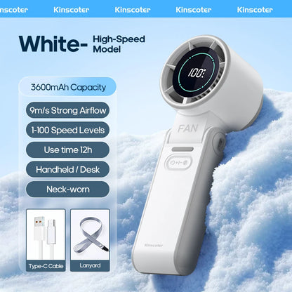 Portable 3600mAh Handheld Fan with Turbo